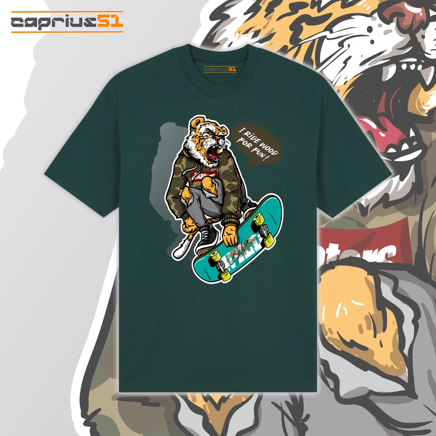 Skateboarder12 - "I Ride Wood For Fun" Shirt